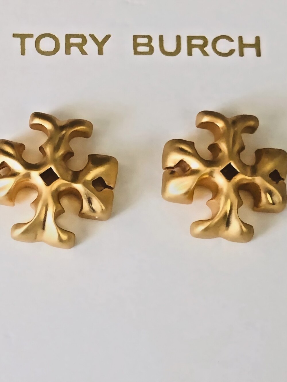 Tory Burch Gold Logo Double T Post Back Earrings